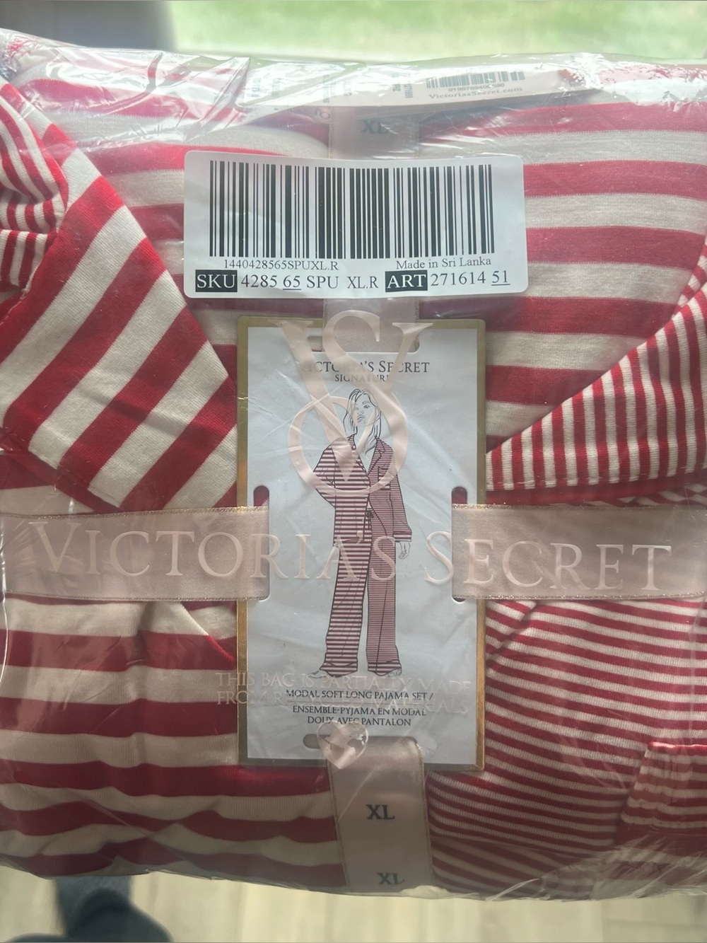 Victoria's Secret Red and White Striped Pajama Set